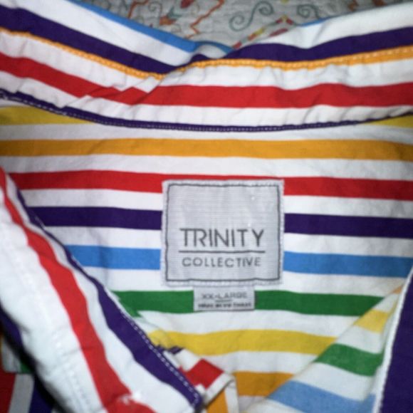 Trinity Collective Mens Multicolor Rainbow Button Down Shirt Stripes XXL Vintish - Picture 6 of 6